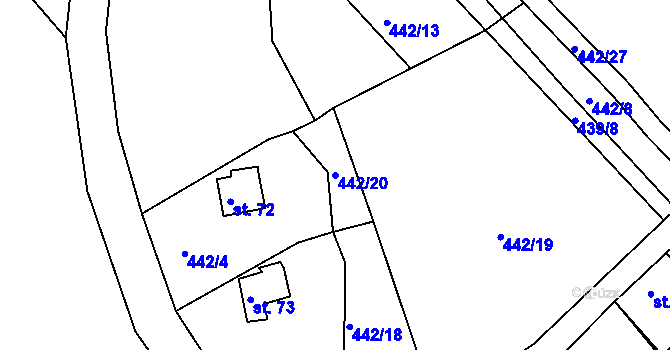 Parcela st. 442/20 v KÚ Teplička, Katastrální mapa
