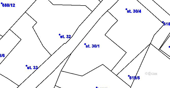 Parcela st. 30/1 v KÚ Teplýšovice, Katastrální mapa