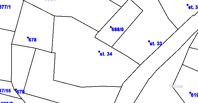 Parcela st. 34 v KÚ Teplýšovice, Katastrální mapa