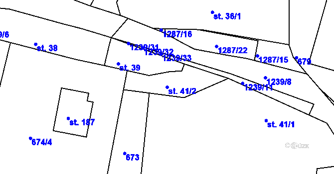 Parcela st. 41/2 v KÚ Teplýšovice, Katastrální mapa