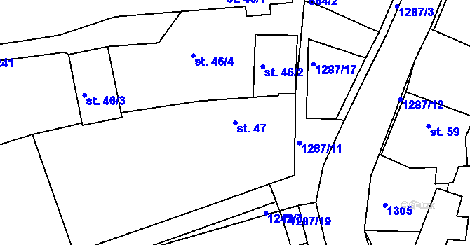 Parcela st. 47 v KÚ Teplýšovice, Katastrální mapa