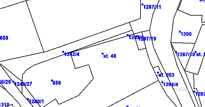 Parcela st. 48 v KÚ Teplýšovice, Katastrální mapa