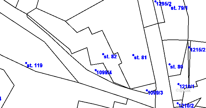 Parcela st. 82 v KÚ Teplýšovice, Katastrální mapa