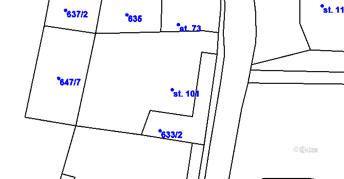 Parcela st. 101 v KÚ Teplýšovice, Katastrální mapa