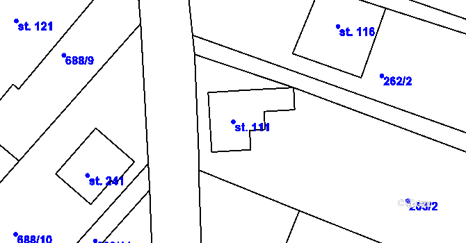 Parcela st. 111 v KÚ Teplýšovice, Katastrální mapa