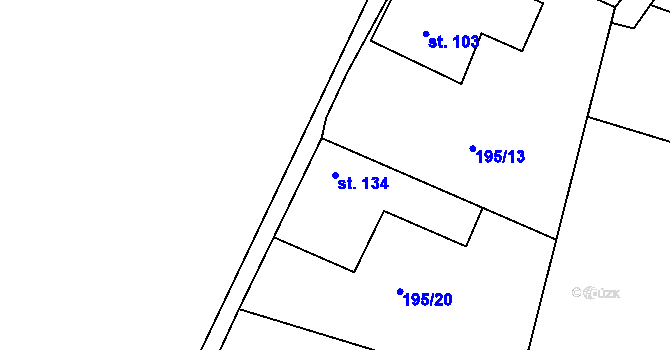 Parcela st. 134 v KÚ Teplýšovice, Katastrální mapa