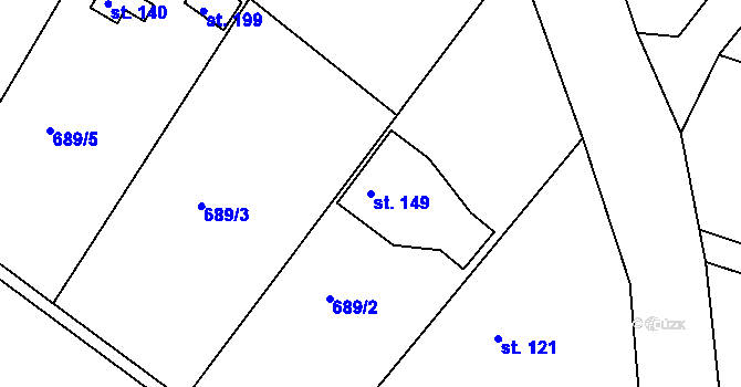 Parcela st. 149 v KÚ Teplýšovice, Katastrální mapa