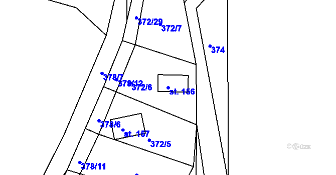 Parcela st. 156 v KÚ Teplýšovice, Katastrální mapa
