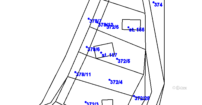 Parcela st. 157 v KÚ Teplýšovice, Katastrální mapa