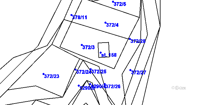 Parcela st. 158 v KÚ Teplýšovice, Katastrální mapa