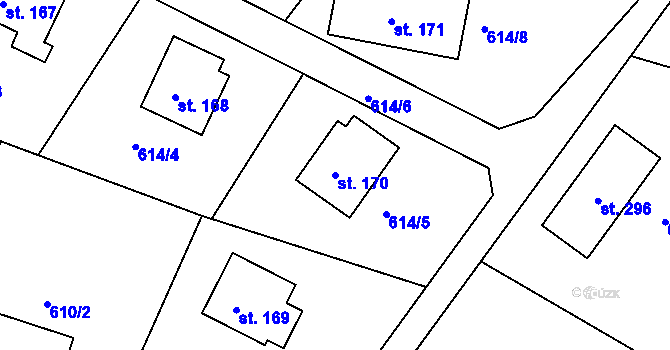 Parcela st. 170 v KÚ Teplýšovice, Katastrální mapa