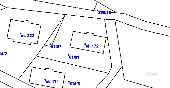 Parcela st. 172 v KÚ Teplýšovice, Katastrální mapa