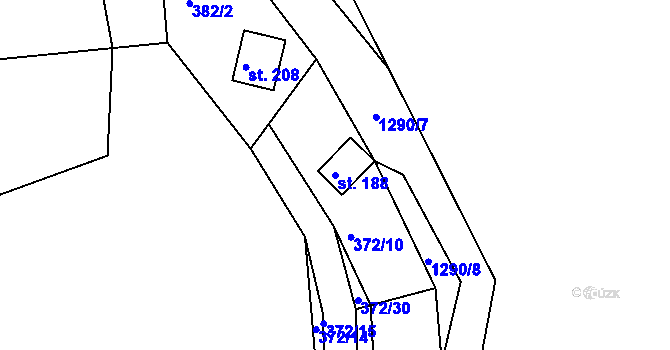 Parcela st. 188 v KÚ Teplýšovice, Katastrální mapa