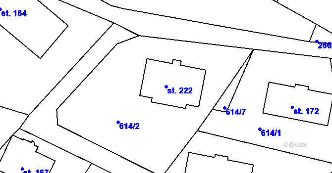 Parcela st. 222 v KÚ Teplýšovice, Katastrální mapa
