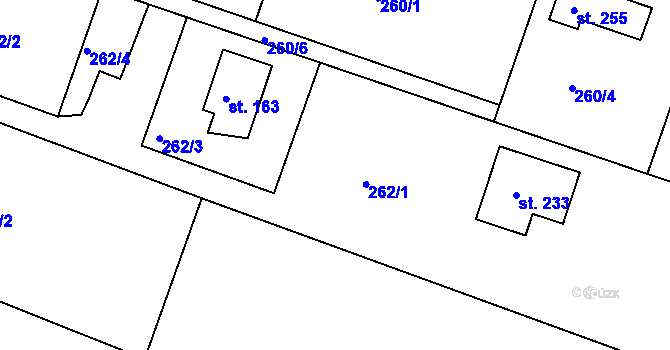 Parcela st. 262/1 v KÚ Teplýšovice, Katastrální mapa