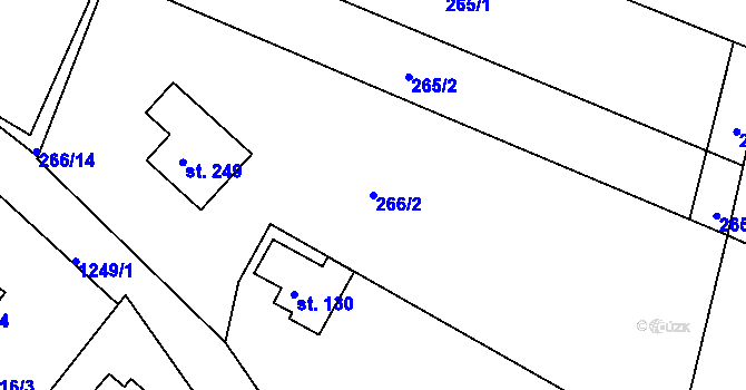 Parcela st. 266/2 v KÚ Teplýšovice, Katastrální mapa