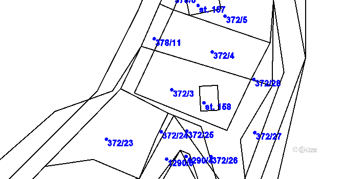 Parcela st. 372/3 v KÚ Teplýšovice, Katastrální mapa
