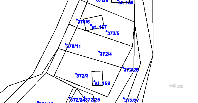 Parcela st. 372/4 v KÚ Teplýšovice, Katastrální mapa