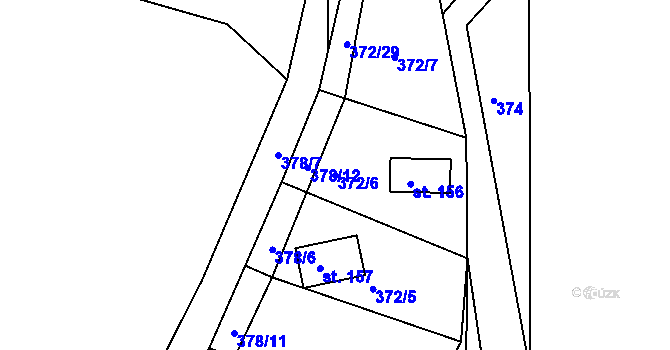 Parcela st. 372/6 v KÚ Teplýšovice, Katastrální mapa