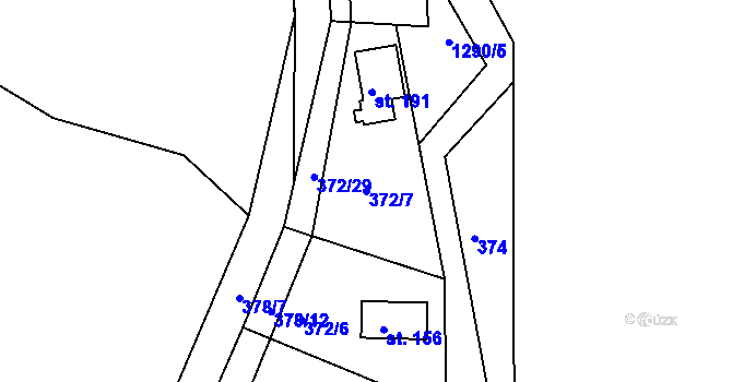 Parcela st. 372/7 v KÚ Teplýšovice, Katastrální mapa
