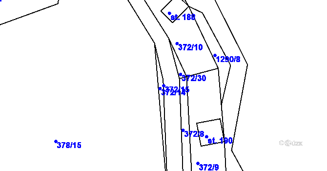 Parcela st. 372/15 v KÚ Teplýšovice, Katastrální mapa