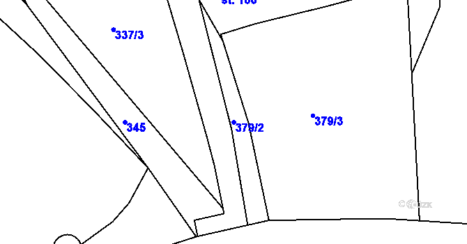Parcela st. 379/2 v KÚ Teplýšovice, Katastrální mapa