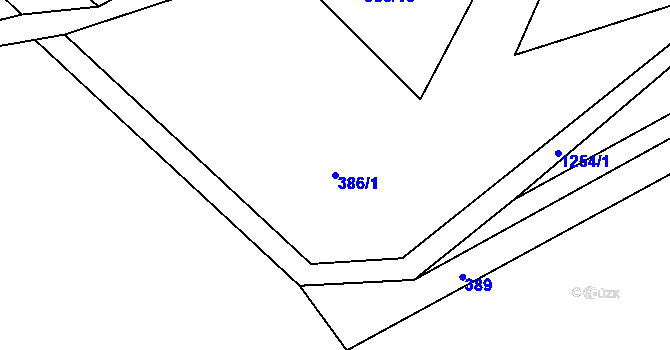 Parcela st. 386/1 v KÚ Teplýšovice, Katastrální mapa