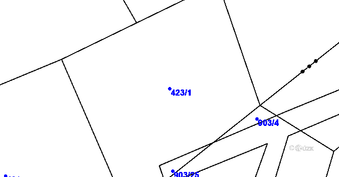 Parcela st. 423/1 v KÚ Teplýšovice, Katastrální mapa