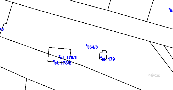 Parcela st. 564/3 v KÚ Teplýšovice, Katastrální mapa