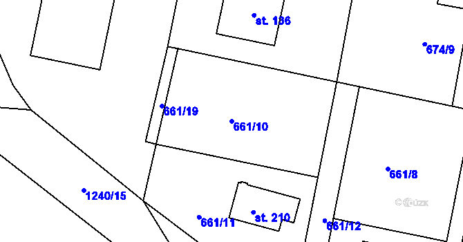 Parcela st. 661/10 v KÚ Teplýšovice, Katastrální mapa