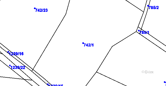 Parcela st. 742/1 v KÚ Teplýšovice, Katastrální mapa