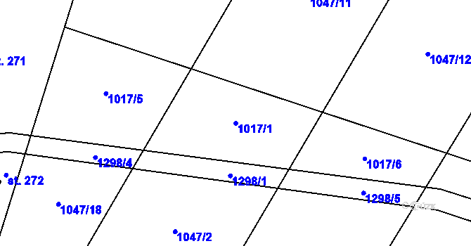 Parcela st. 1017/1 v KÚ Teplýšovice, Katastrální mapa