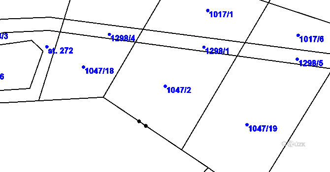 Parcela st. 1047/2 v KÚ Teplýšovice, Katastrální mapa