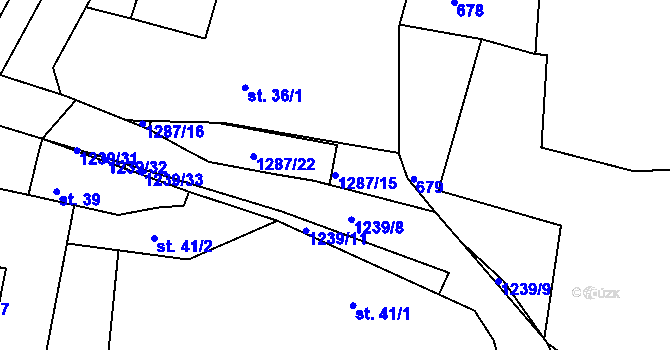 Parcela st. 1287/15 v KÚ Teplýšovice, Katastrální mapa
