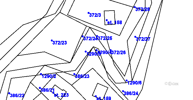Parcela st. 1290/4 v KÚ Teplýšovice, Katastrální mapa