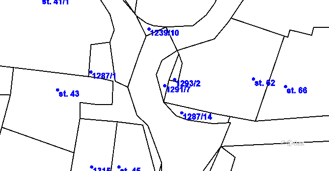 Parcela st. 1291/7 v KÚ Teplýšovice, Katastrální mapa