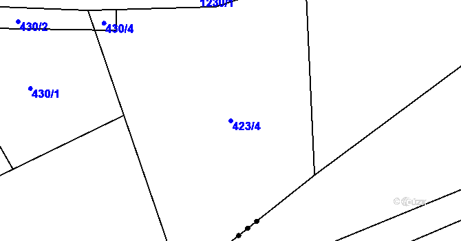 Parcela st. 423/4 v KÚ Teplýšovice, Katastrální mapa