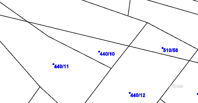 Parcela st. 440/10 v KÚ Teplýšovice, Katastrální mapa