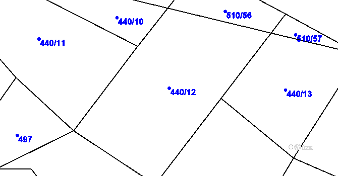 Parcela st. 440/12 v KÚ Teplýšovice, Katastrální mapa