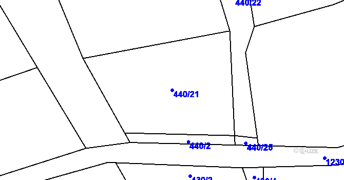 Parcela st. 440/21 v KÚ Teplýšovice, Katastrální mapa