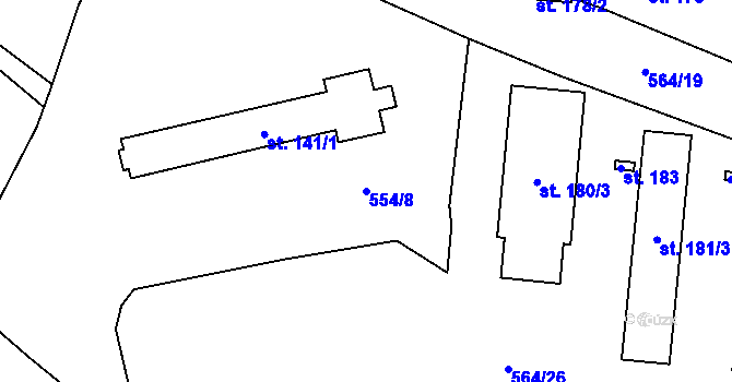 Parcela st. 554/8 v KÚ Teplýšovice, Katastrální mapa