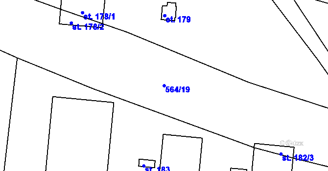 Parcela st. 564/19 v KÚ Teplýšovice, Katastrální mapa