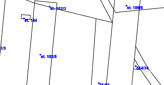 Parcela st. 564/27 v KÚ Teplýšovice, Katastrální mapa