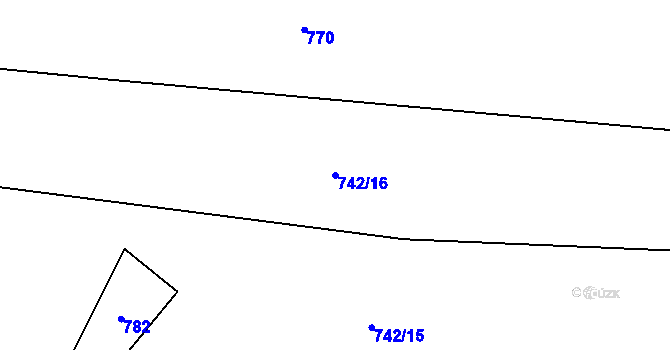Parcela st. 742/16 v KÚ Teplýšovice, Katastrální mapa