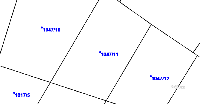 Parcela st. 1047/11 v KÚ Teplýšovice, Katastrální mapa