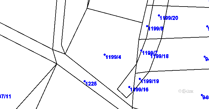 Parcela st. 1199/4 v KÚ Teplýšovice, Katastrální mapa