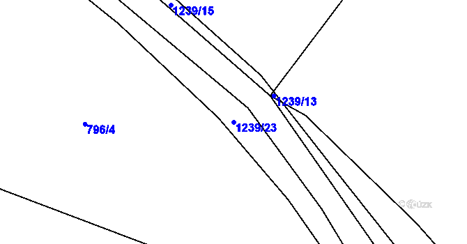 Parcela st. 1239/23 v KÚ Teplýšovice, Katastrální mapa