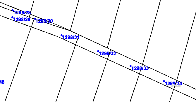 Parcela st. 1298/32 v KÚ Teplýšovice, Katastrální mapa