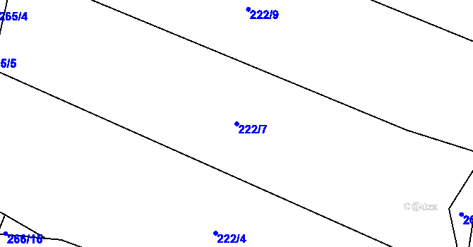 Parcela st. 222/7 v KÚ Teplýšovice, Katastrální mapa