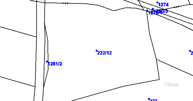 Parcela st. 222/12 v KÚ Teplýšovice, Katastrální mapa